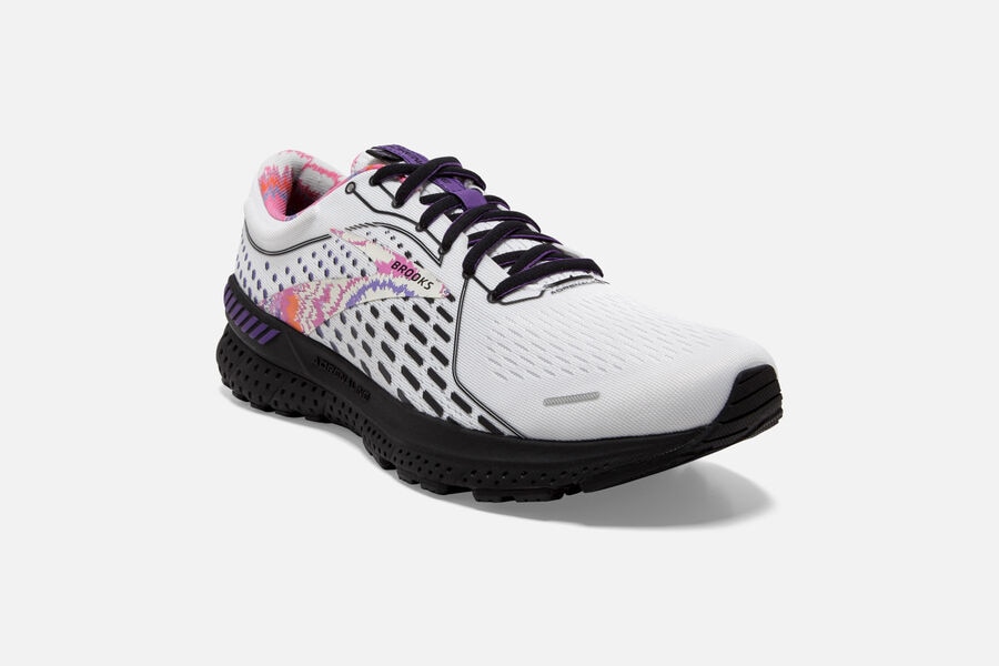 Brooks Adrenaline GTS 21 Road Running Shoes - Mens - White/Black/Purple - FO5947802